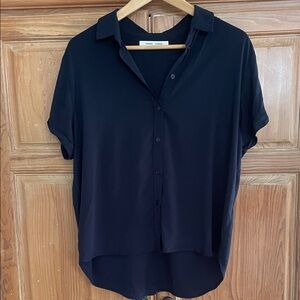 SAMSOE Black Short-Sleeve Button-Down Shirt